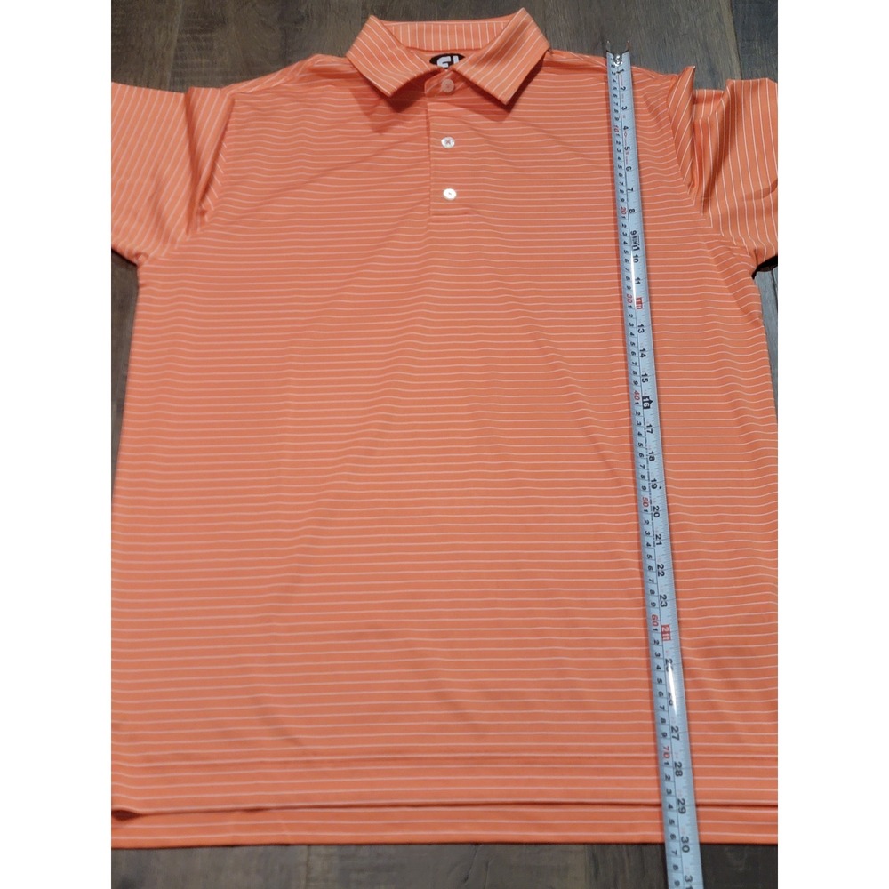 FootJoy Mens Striped Performance Golf Polo Shirt Orange White Size M 28119